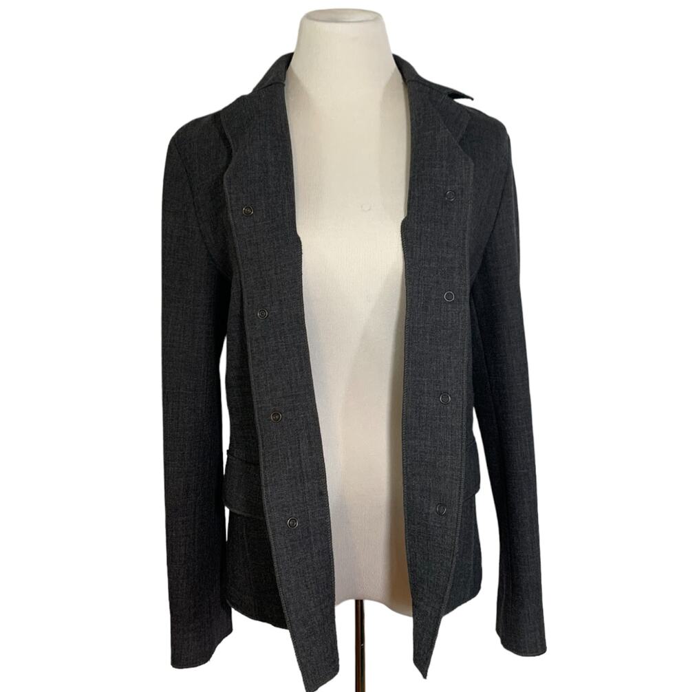 Seventy Virgin Wool Lightweight Heather Blazer Jacket in Charcoal Size Small